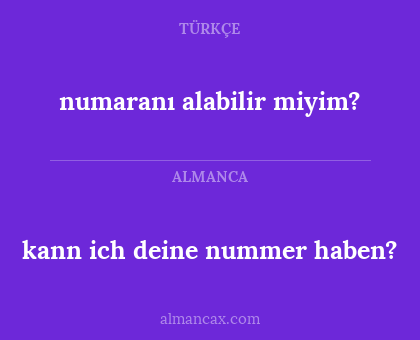 numaranı alabilir miyim? - kann ich deine nummer haben?