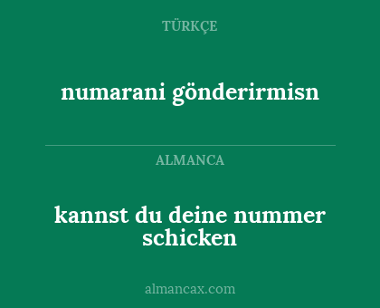 numarani gönderirmisn - kannst du deine nummer schicken