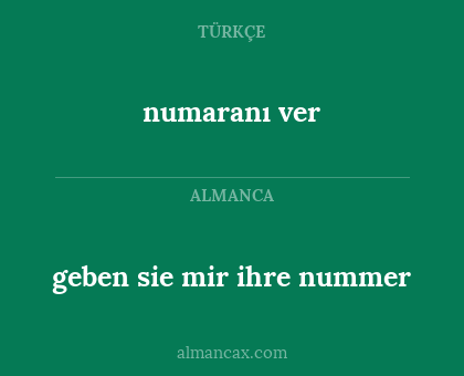 numaranı ver - geben sie mir ihre nummer