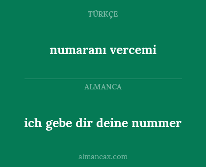 numaranı vercemi - ich gebe dir deine nummer