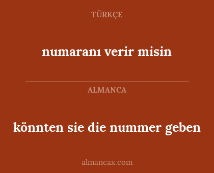 numaranı verir misin - könnten sie die nummer geben