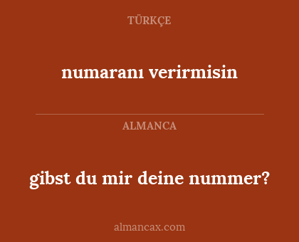 gibst du mir deine nummer? - numaranı  verirmisin