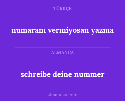 schreibe deine nummer - numaranı vermiyosan yazma