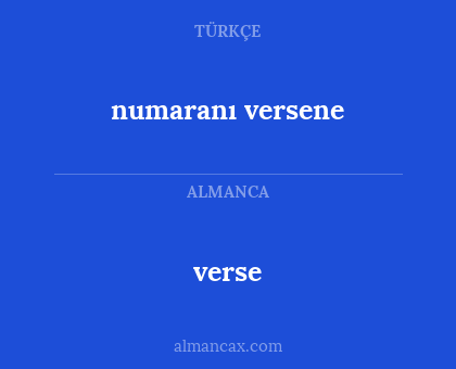 numaranı versene - verse