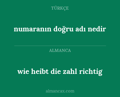 wie heibt die zahl richtig - numaranın doğru adı nedir