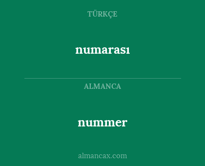 numarası - nummer