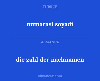 die zahl der nachnamen - numarasi
soyadi