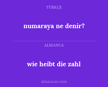 wie heibt die zahl - numaraya ne denir?