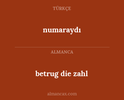 numaraydı - betrug die zahl