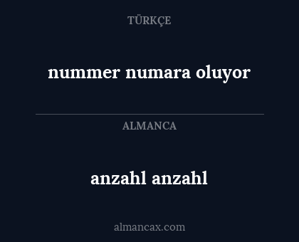 nummer numara oluyor - anzahl anzahl