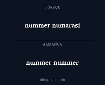 nummer nummer - nummer numarasi