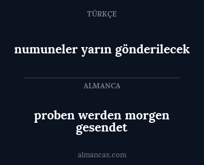 proben werden morgen gesendet - numuneler yarın gönderilecek