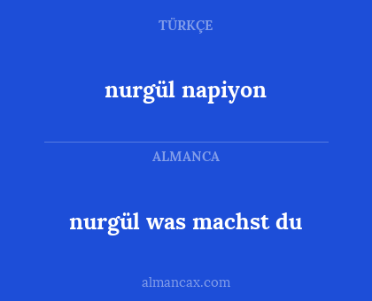 nurgül was machst du - nurgül napiyon