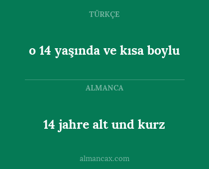 o 14 yaşında ve kısa boylu - 14 jahre alt und kurz