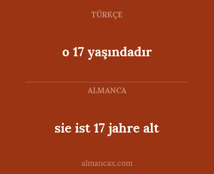 sie ist 17 jahre alt - o 17 yaşındadır