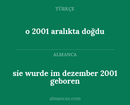 o 2001 aralıkta doğdu - sie wurde im dezember 2001 geboren