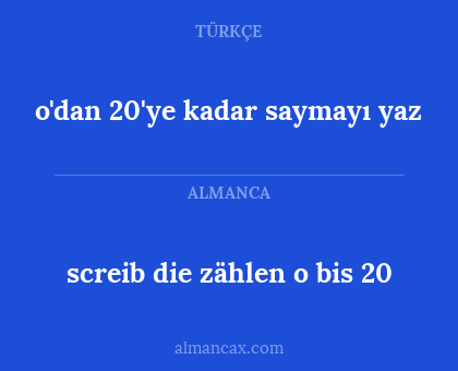 o'dan 20'ye kadar saymayı yaz - screib die zählen o bis 20