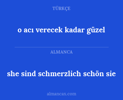 she sind schmerzlich schön sie - o acı verecek kadar güzel