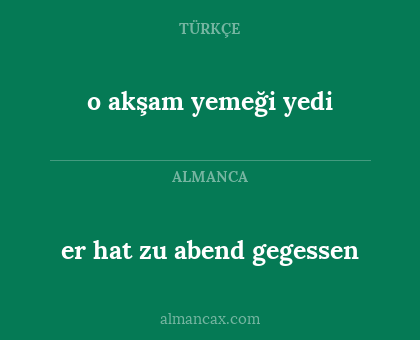 er hat zu abend gegessen - o akşam yemeği yedi