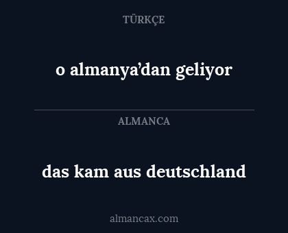 das kam aus deutschland - o almanya’dan geliyor