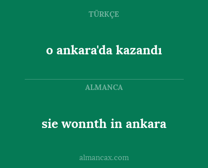 o ankara'da kazandı - sie wonnth in ankara
