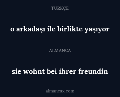 sie wohnt bei ihrer freundin - o arkadaşı ile birlikte yaşıyor