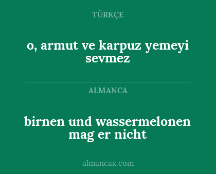 o, armut ve karpuz yemeyi sevmez - birnen und wassermelonen mag er nicht