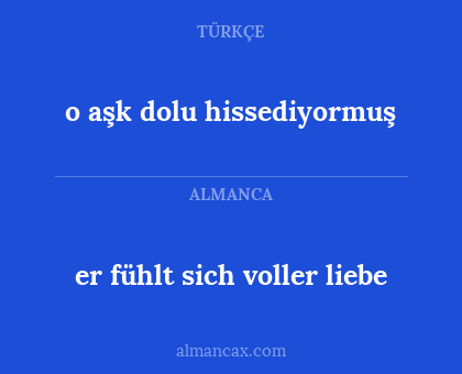 er fühlt sich voller liebe - o aşk dolu hissediyormuş