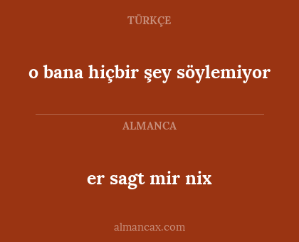 er sagt mir nix - o bana hiçbir şey söylemiyor