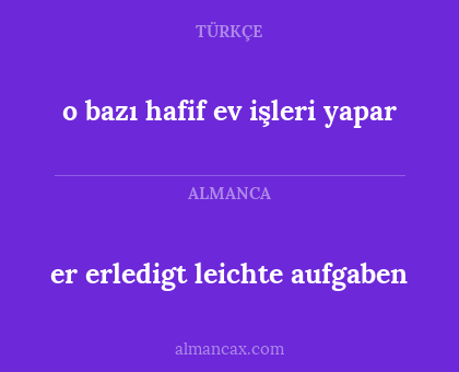 er erledigt leichte aufgaben - o bazı hafif ev işleri yapar
