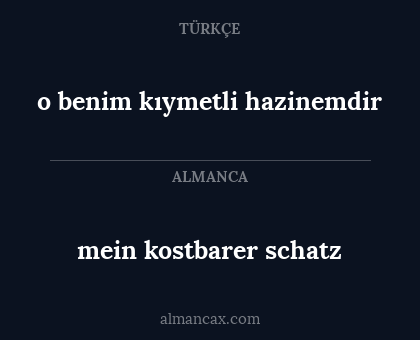 mein kostbarer schatz - o benim kıymetli hazinemdir