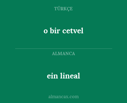 ein lineal - o bir cetvel