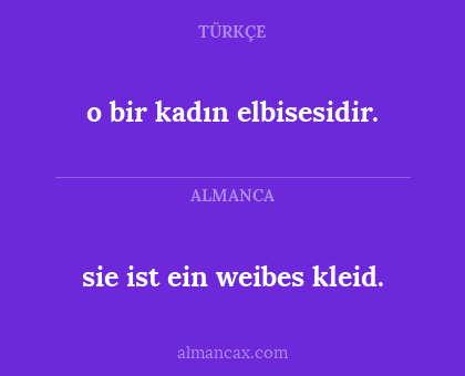 sie ist ein weibes kleid. - o bir kadın elbisesidir.