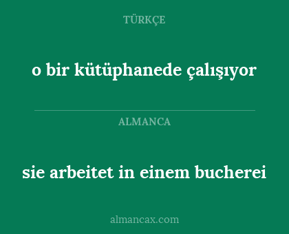 o bir kütüphanede çalışıyor - sie arbeitet in einem bucherei