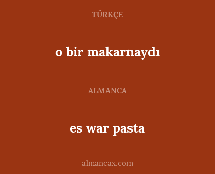 o bir makarnaydı - es war pasta