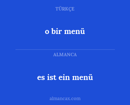 o bir menü - es ist ein menü