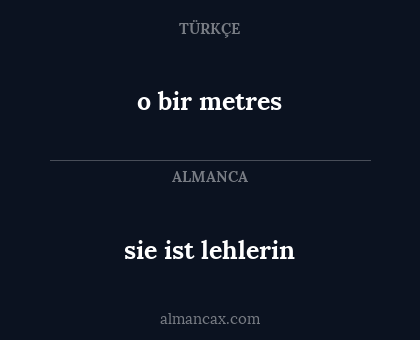 sie ist lehlerin - o bir metres