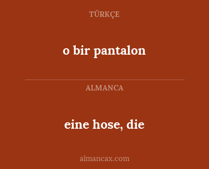 eine hose, die - o bir pantalon