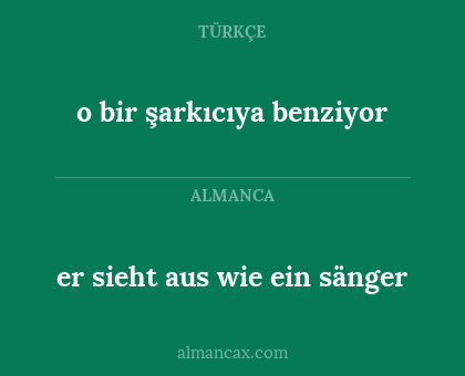er sieht aus wie ein sänger - o bir şarkıcıya benziyor
