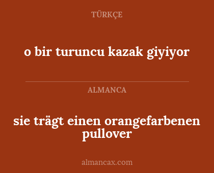 sie trägt einen orangefarbenen pullover - o bir turuncu kazak giyiyor