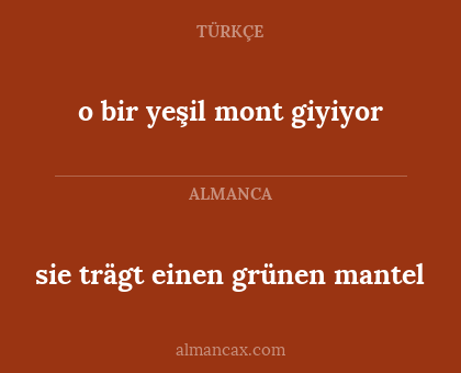 o bir yeşil mont giyiyor - sie trägt einen grünen mantel