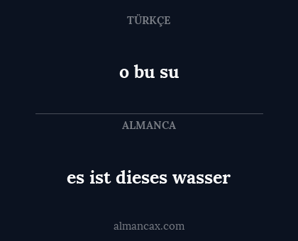 o bu su - es ist dieses wasser