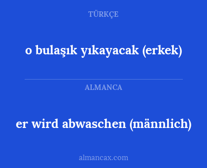 o bulaşık yıkayacak (erkek) - er wird abwaschen (männlich)