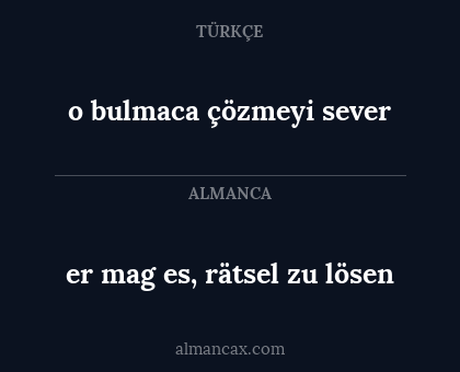 o bulmaca çözmeyi sever - er mag es, rätsel zu lösen