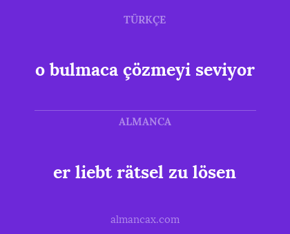 er liebt rätsel zu lösen - o bulmaca çözmeyi seviyor