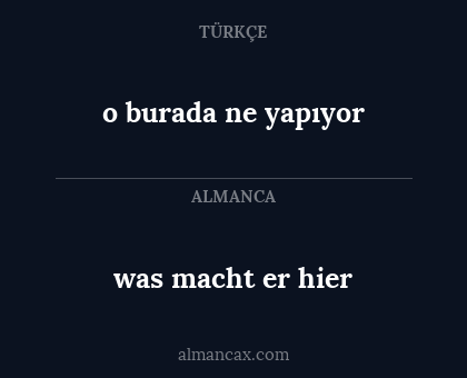 o burada ne yapıyor - was macht er hier