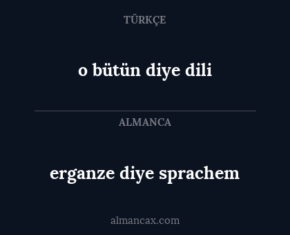 o bütün diye dili - erganze diye sprachem