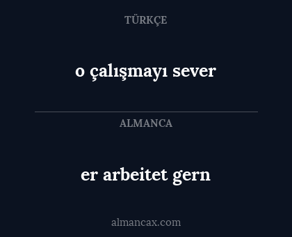 er arbeitet gern - o çalışmayı sever