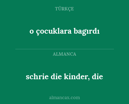 o çocuklara bagırdı - schrie die kinder, die