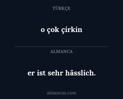 er ist sehr hässlich. - o çok çirkin